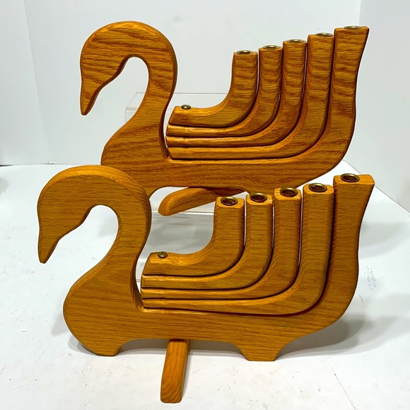 wooden swan candelabra vintage - Picture 9 of 16